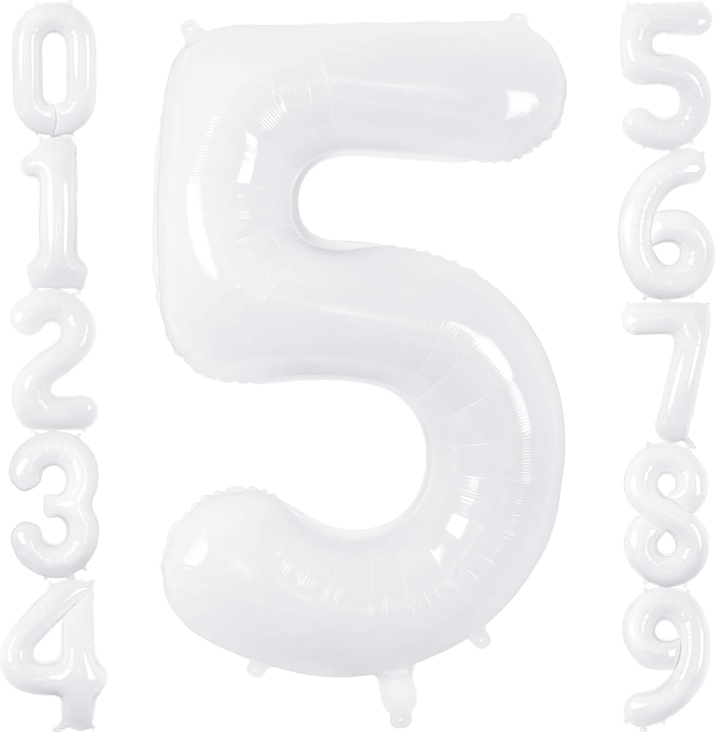 40 Inch Big Number White 5 Foil Balloon for Birthday Anniversary Graduation New Year Party Decoration image number 5