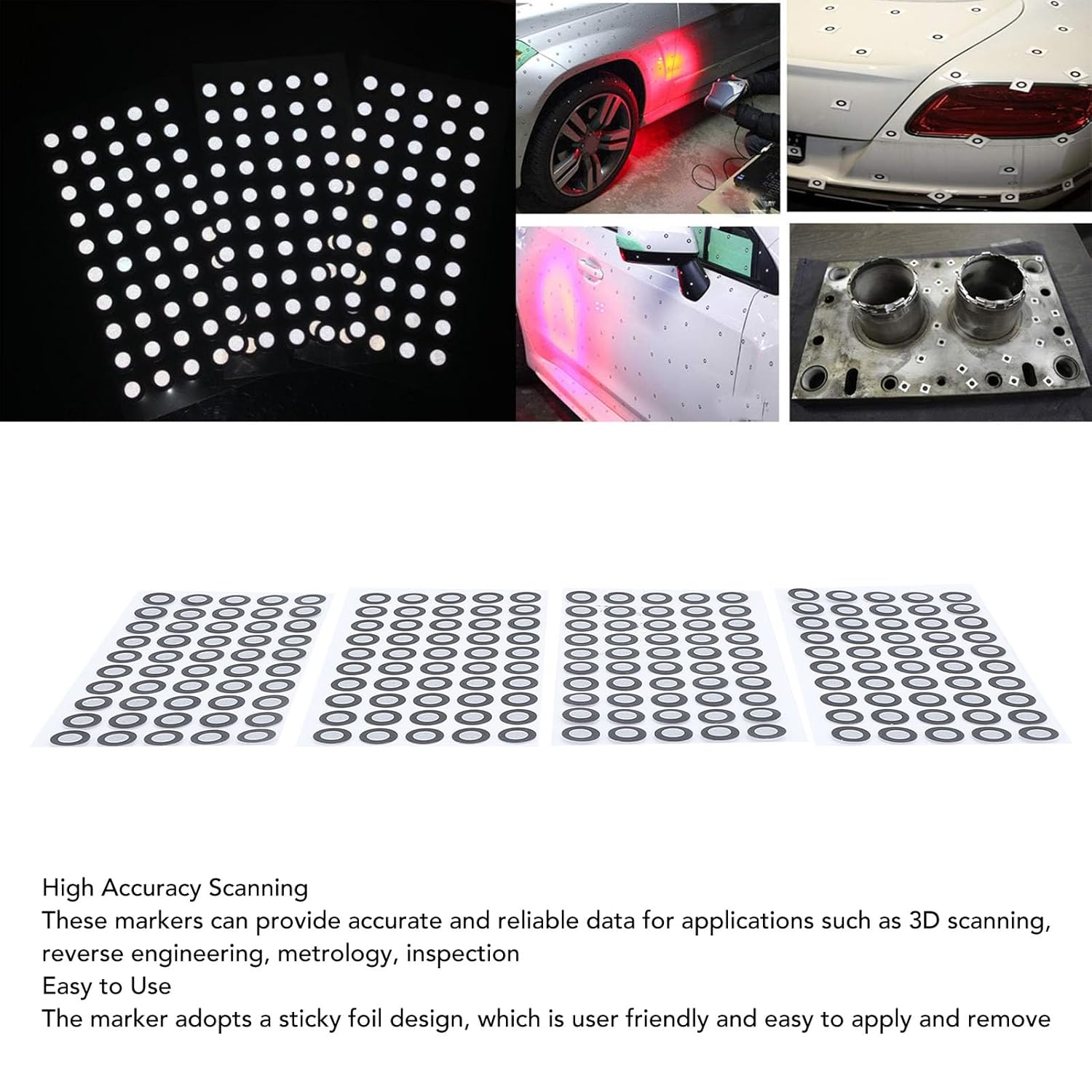 Generic 500 Pcs 3D Scanning Marker, High Precision 3D Tracking Dot Reference Point, 6Mm ID 10Mm OD, Diffuse Reflection Markers for 3D Scanner image number 5