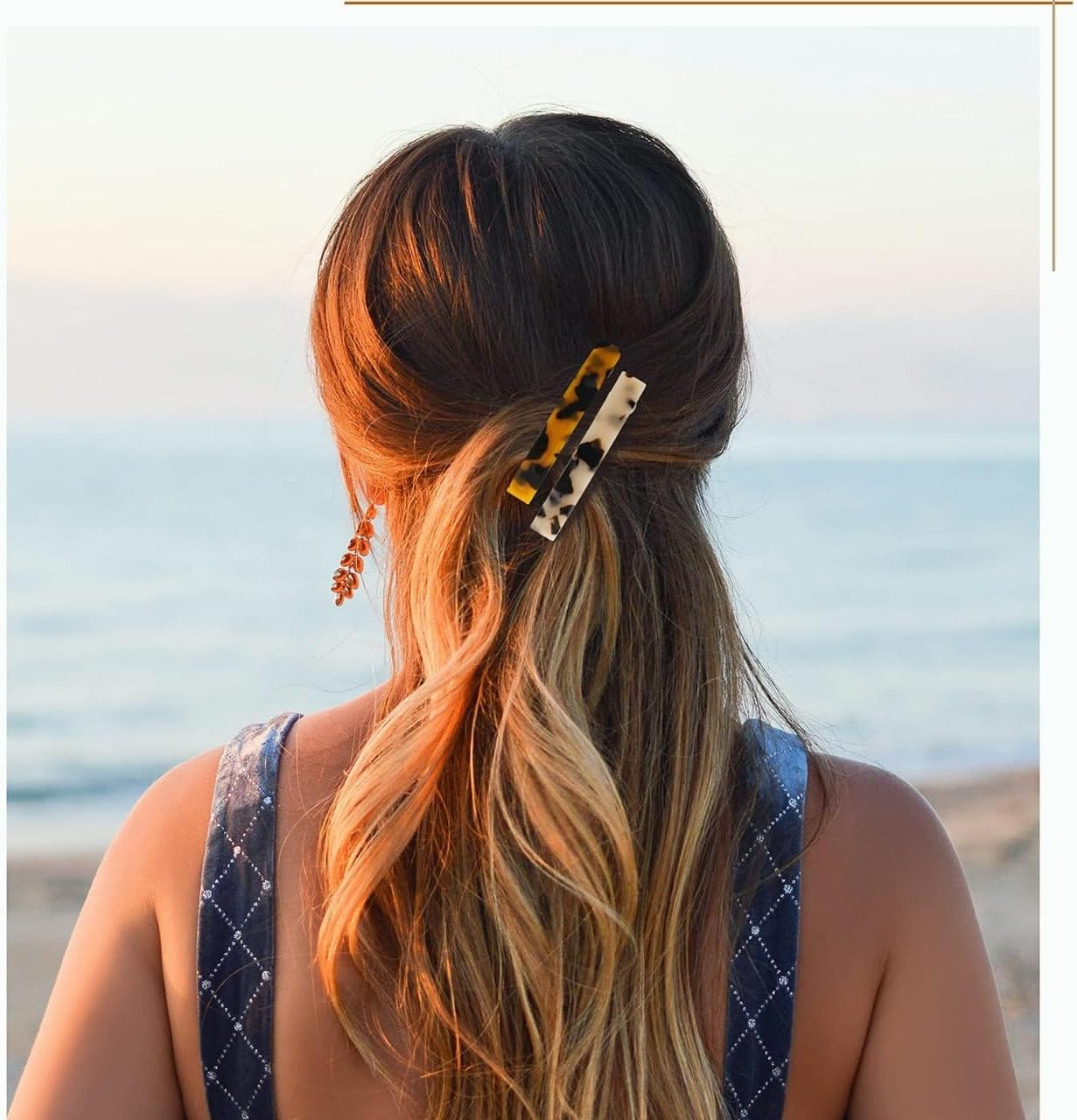 TOOGABBIE 4PCS Elegant Barrette Hair Clips for Women,French Hair Clip Set with Unique Designs, Tortoise Shell Celluloid Rectangle Hair Clips for Any Occasion image number 1