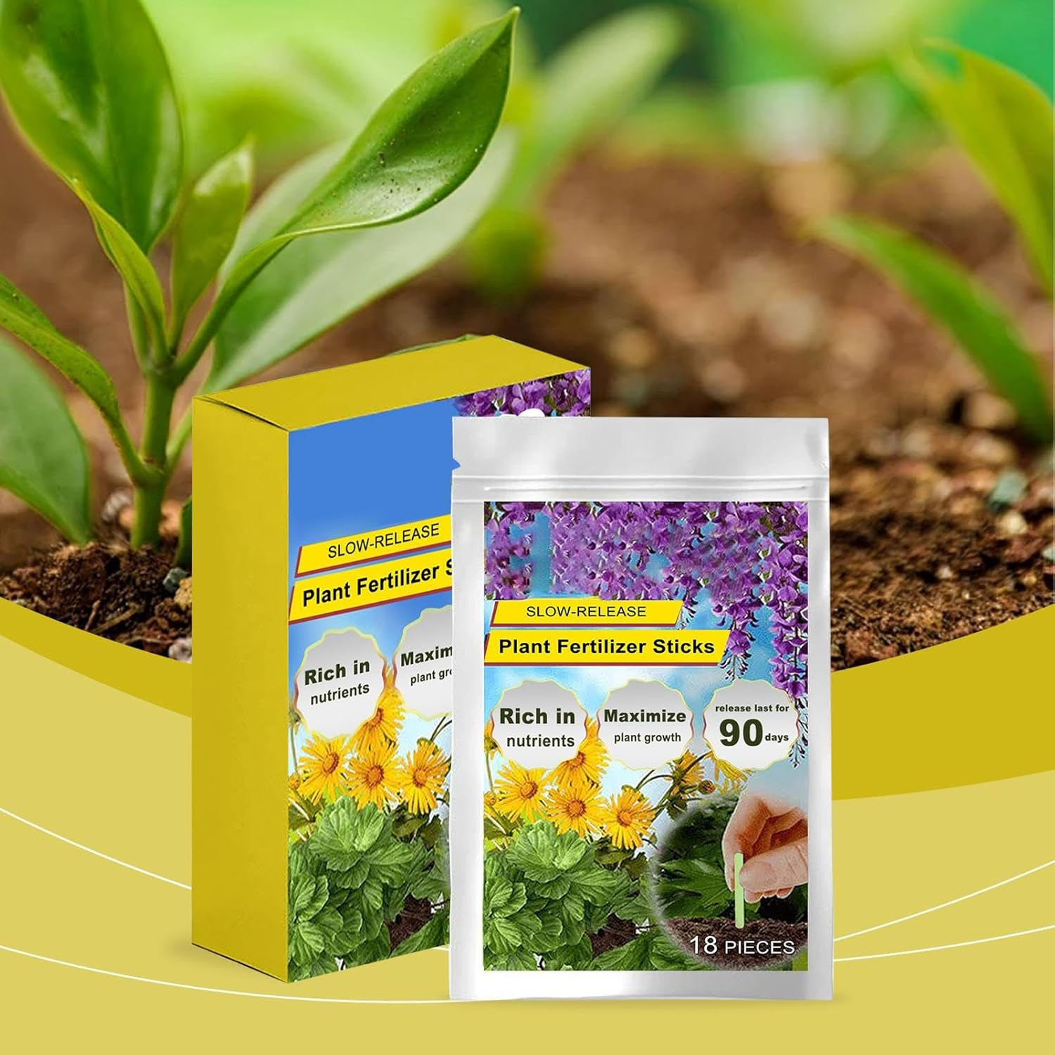 18 Pieces Plant Fertilizer Sticks, Houseplant Growth Nutrition Bars, Household Potted Compound Organic Fertilizer Bars, Long-Acting Slow Release, for Potted Flowers and Vegetables, Gardening Supplies image number 3