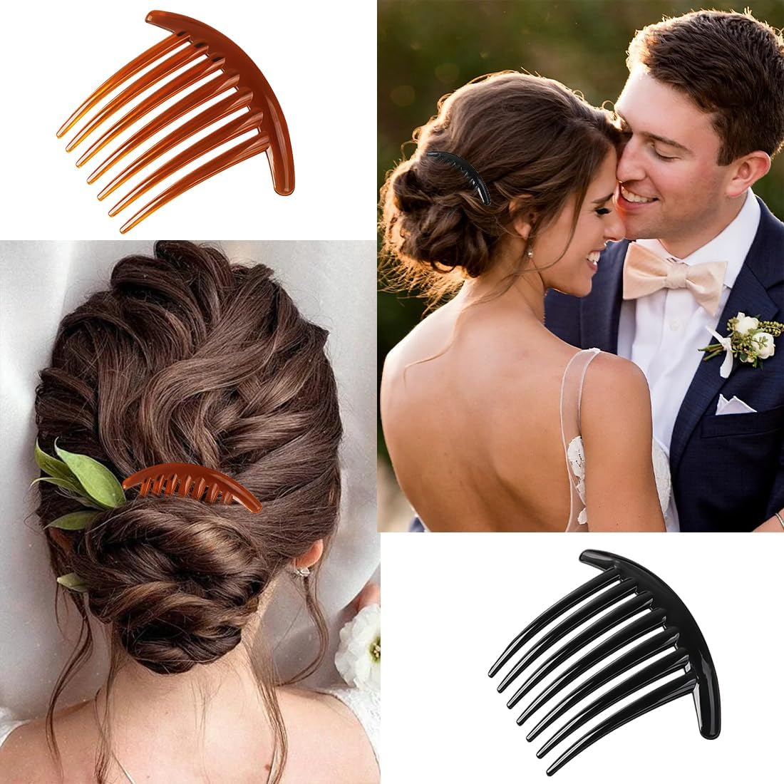 XYTAHDM Pack of 6 Hair Combs with 7 Teeth, Hair Comb for Cliping, French Hair Clip, Combs Side Combs, Acrylic Side Comb, Side Comb, Side Comb for Women image number 2