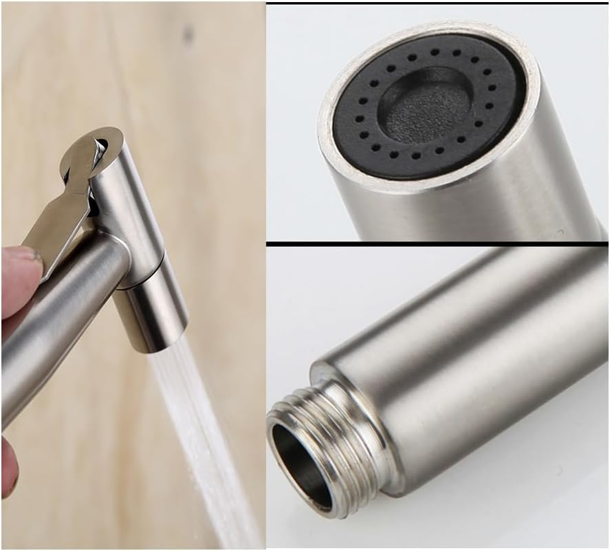 Toilet Bidet Sprayer Hose Kit with Hanger,Spray Bidet Attachment Water Pressure Control Adjustable Stainless Steel Diaper Bidet Toilet Water Spray Gun for Washing Bath Pet Shower NO T Valve (1Pc) image number 1