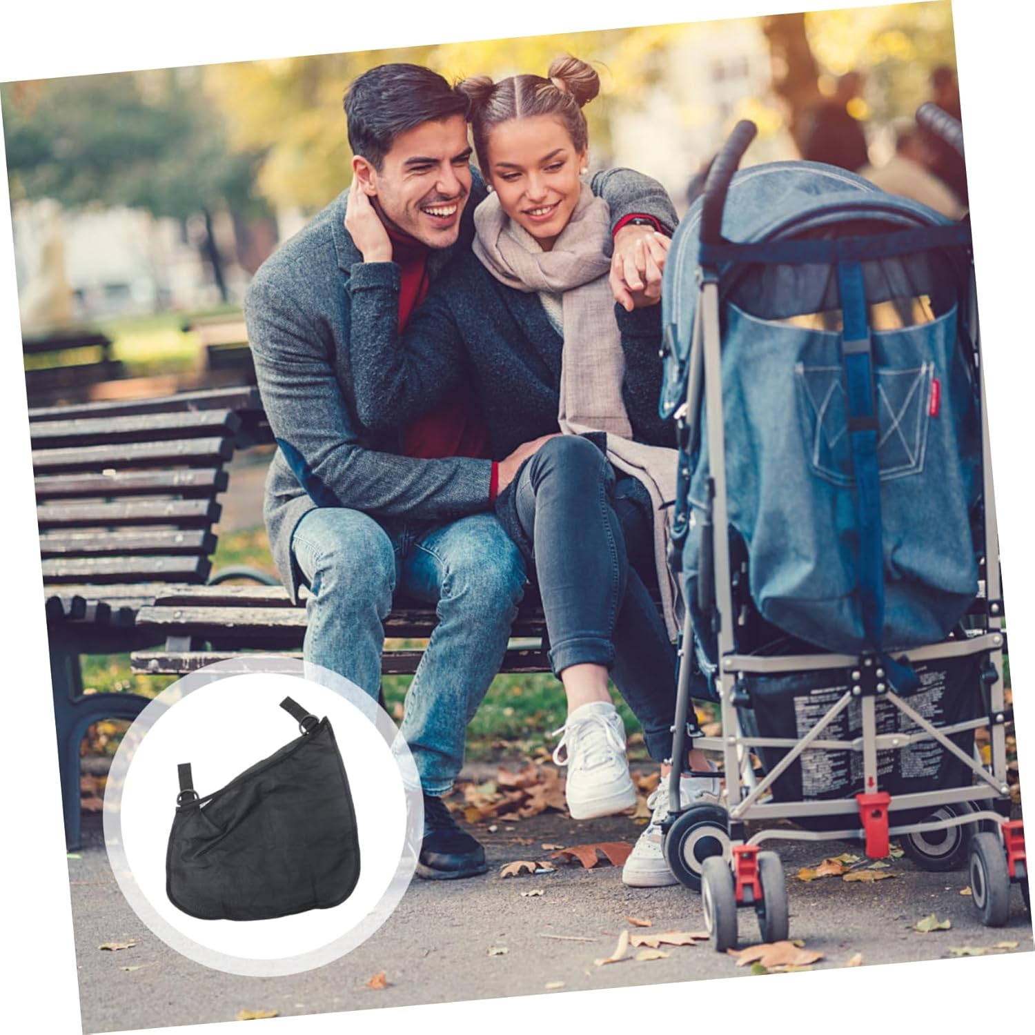 Baby Stroller Diaper Bag Hanging Storage Organizer Mesh Pockets for Toddlers, Portable Stroller Storage Pouch for Diapers and Toys, Black Travel Essential for Outdoor Use image number 1