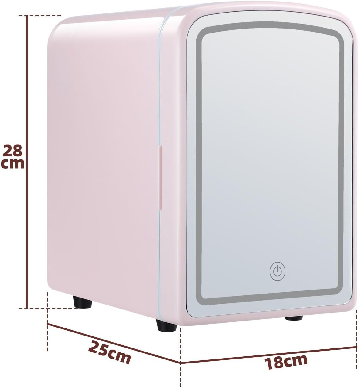 Maxkon 4L Beauty Mini Fridge (4 Liter/6 Can) with LED Light Makeup Mirror, Skincare Fridge for Refrigerating Make Up, Skin Care and Food, Portable Mini Fridge for Bedroom, Office and Car, White image number 2