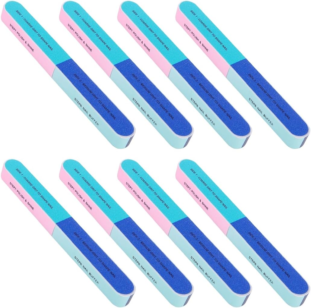 SGERUFZ Pack of 8 Multifunctional Multidimensional Nail Polishing File and Buffer for Natural Nails and Nail Salons (Coloured) image number 2