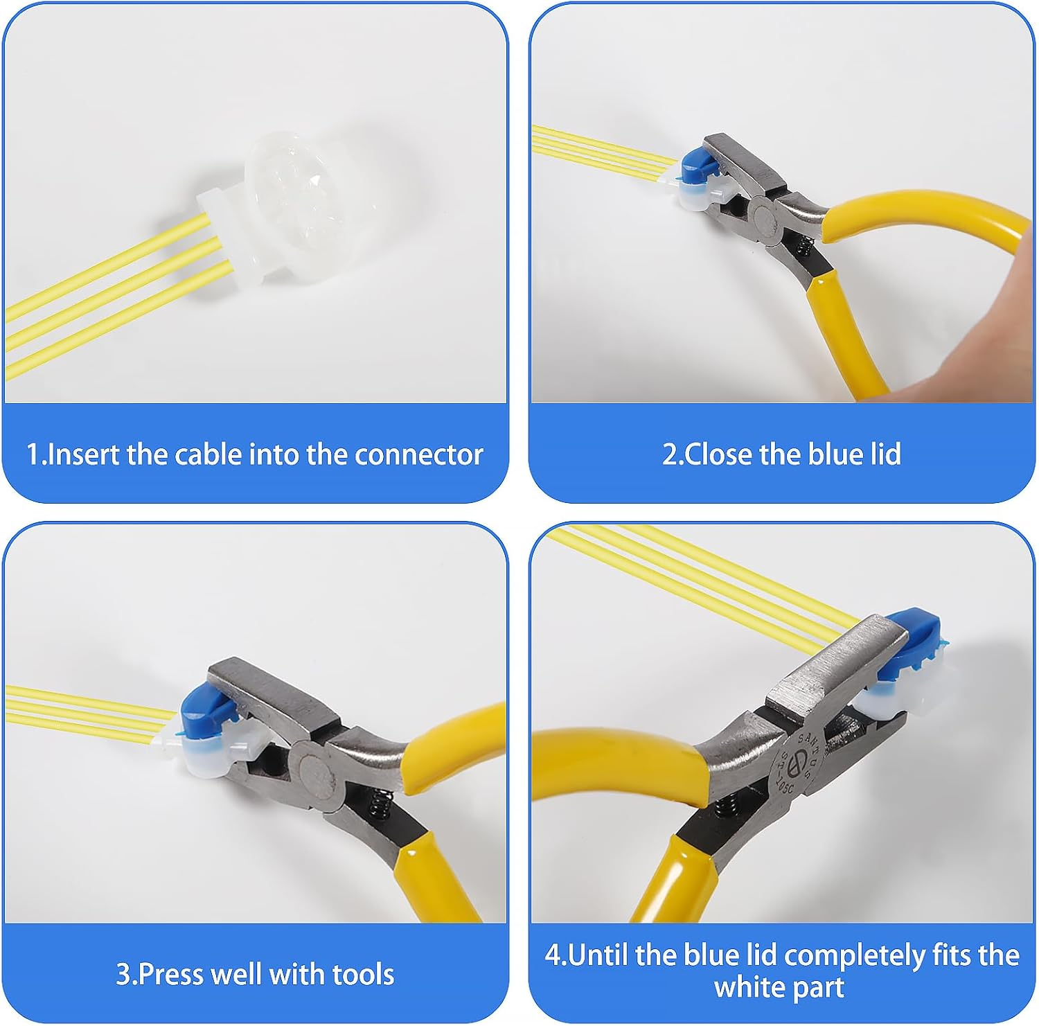 20Pcs Electrical IDC 314-BOX Wire Connectors, 3 Way Wire Connectors for 22-14 AWG, Self-Stripping Pigtail Connectors for Robotic Lawn Mowers, Irrigation Applications image number 4