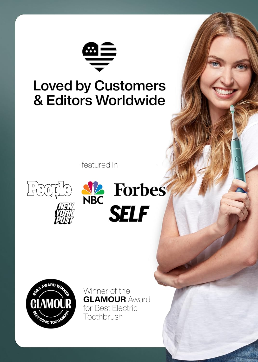 Aquasonic Vibe Series Ultra-Whitening Toothbrush &ndash; ADA Accepted Power Toothbrush - 8 Brush Heads & Travel Case &ndash; 40,000 VPM Motor & Wireless Charging - 4 Modes W Smart Timer &ndash; Mint Green Metallic image number 5