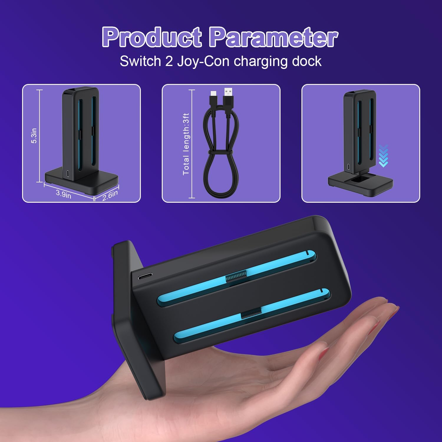 Switch 2 Joycon Charging Dock for Nintendo Swich 2 Joy-Con（Only Fit Switch 2） image number 3