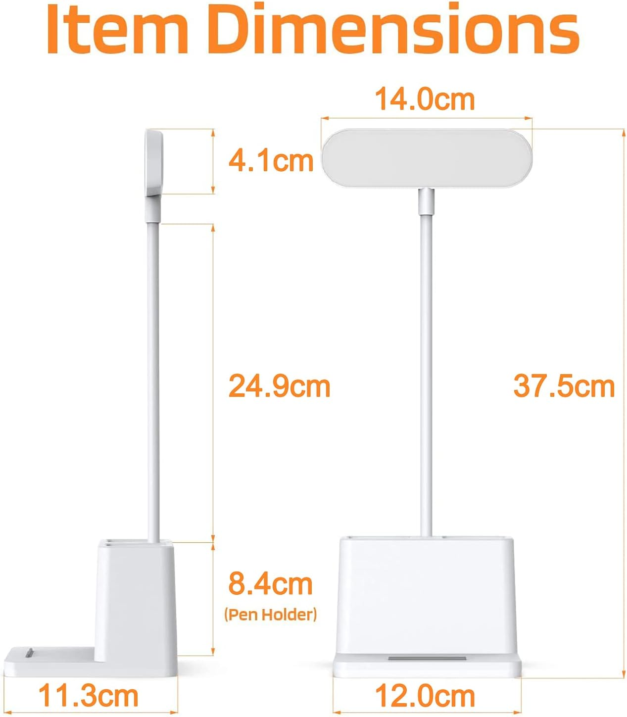 Youker Desk Lamp 3 Colors LED Table Light with Pen Holder Stepless Dimming Study Lamp with Flexible Gooseneck Eye-Caring Bedside USB Rechargeable Desk Lamp for Home Office image number 6