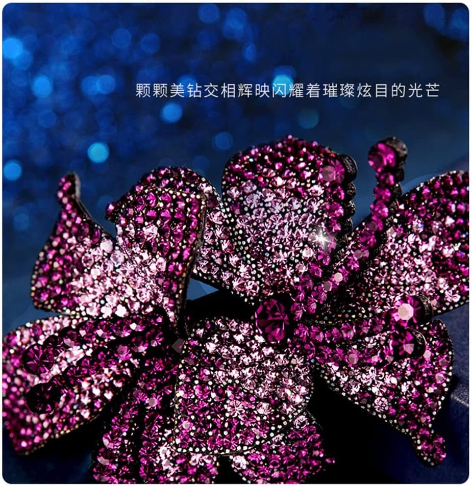 Rhinestone Hairpin,Crystal Barrette,Curl Hair Clip,Three-Dimensional Full Drill Flower Big Butterfly Spring Clip Shining Top Clip Horizontal Clip Hairpin Headdress (Color : B, Size : 10.5 * 6.8Cm) image number 1