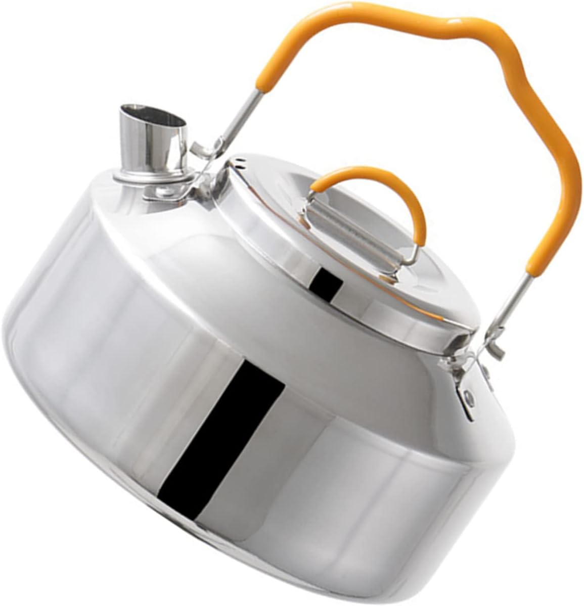Kisangel Stainless Steel Tea Kettle 0.8L Outdoor Water Kettle Camping Pot Whistling Teapot Portable Lightweight Mirror Finish for Hiking and Travel image number 3