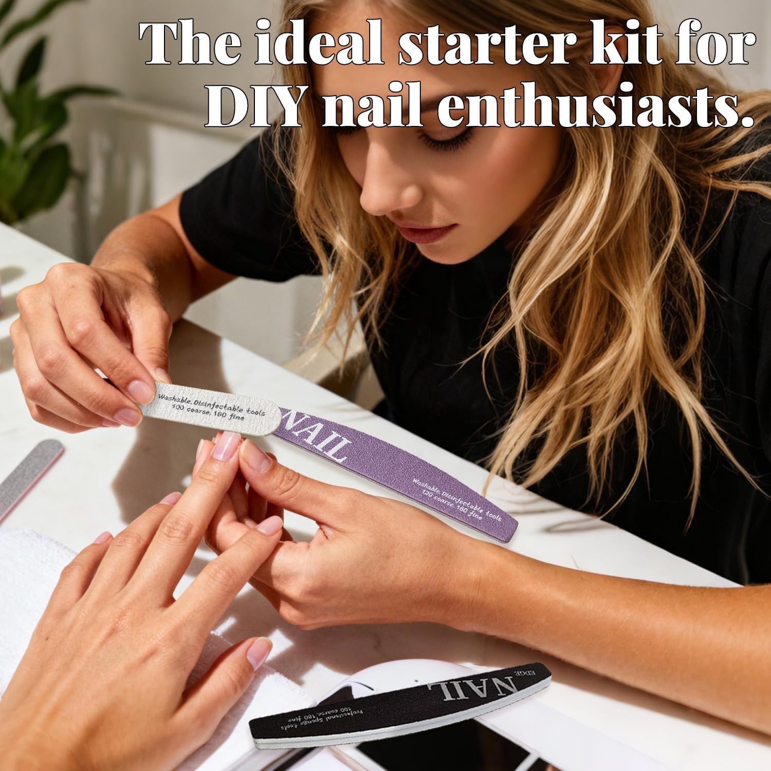 BOROLA 3PCS Nail Buffers Set for Acrylic & Natural Nails, Double Sided Manicure Tools Kit with Thin, Acrylic, Sponge File for Shaping, Smoothing and Polishing image number 3