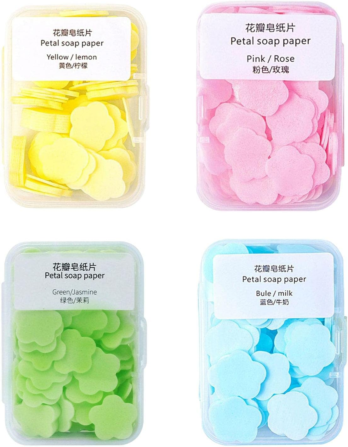 Harayaa 400X Small Portable Soap Sheets, Disposable Flower Petal Soap Flakes Travel Supplies Hand Soap Paper Sheets for Outdoor Children and Adults, Mixed Color image number 4