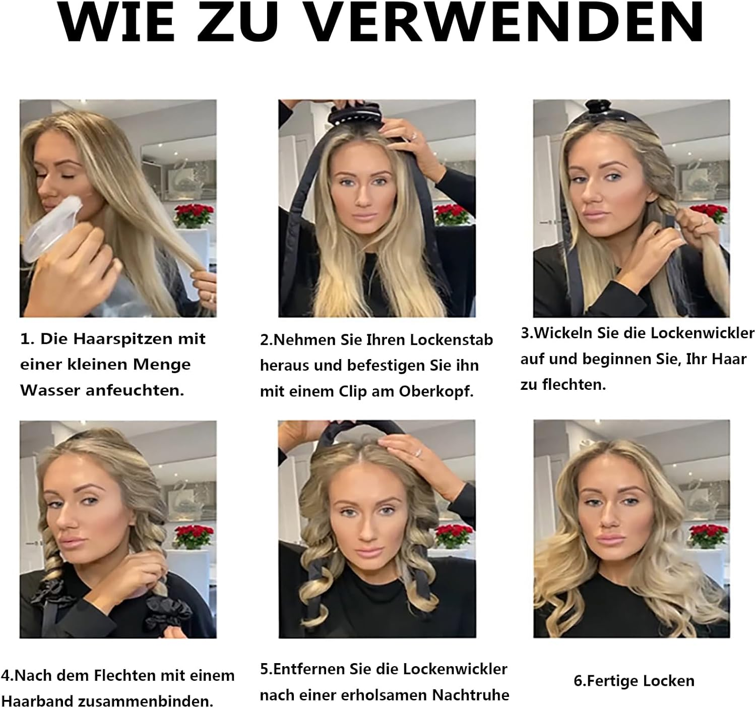 WUDQIJI Curlers Curls without Heat Heatless Curls Band Wave Formers Overnight Curlers Overnight Heatless Hair Curler Overnight with Hairpin for Long Medium Hair (Pink)