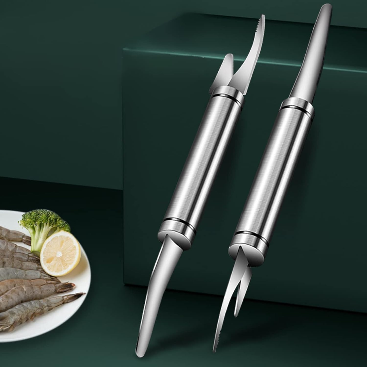 2PCS 304 Stainless Steel Shrimp Deveiner and Peeler - 5 in 1 Multifunctional Cleaner Knife, Portable Cleaning Tool (9.4 Inch) image number 6