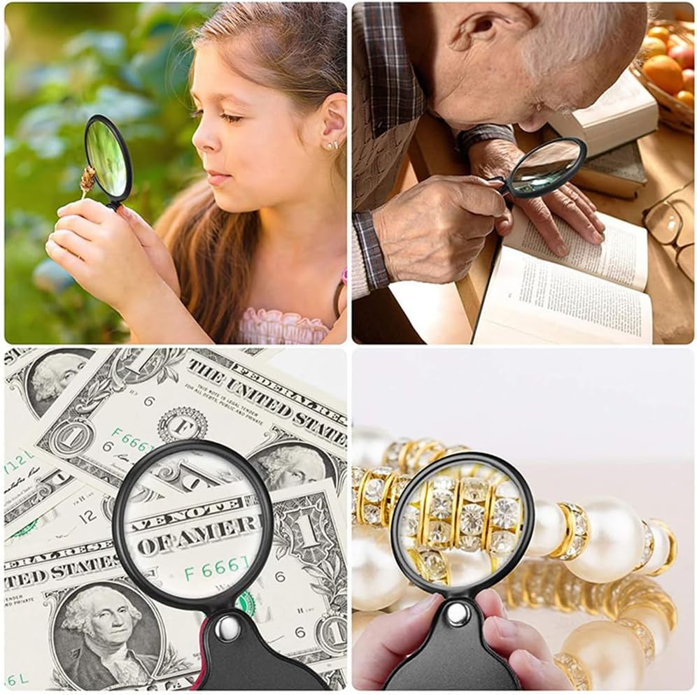 10X Small Pocket Magnifying Glasses for Kids/Senior, Pocket Magnifier for Reading/Close Work, Mini Folding Magnifying Magnify Glass with Protective Sheath, Ideal for Repairing/Hobby/Coins image number 5