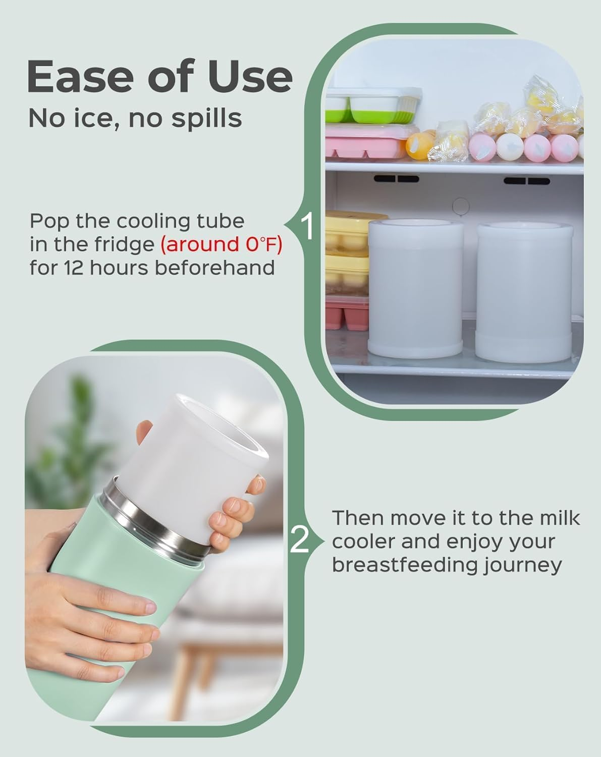 Portable Breast Milk Cooler Bottle, 360&deg;Cooling Technology for 24 Hours, 600Ml Larger Capacity Travel Breastmilk Chiller with 2Pcs Baby Bottles, Storage Container for Breastmilk, Bpa-Free image number 4