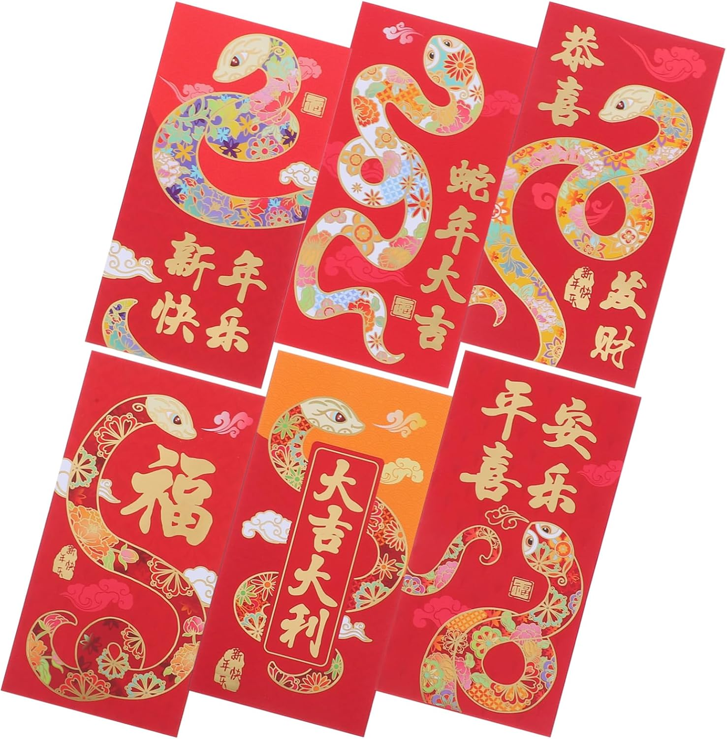 Tofficu 6Pcs Red Envelopes Chinese, 2025 Snake Red Pockets, Chinese Hongbao Lucky Money Envelopes for Chinese Lunar Year - B image number 4
