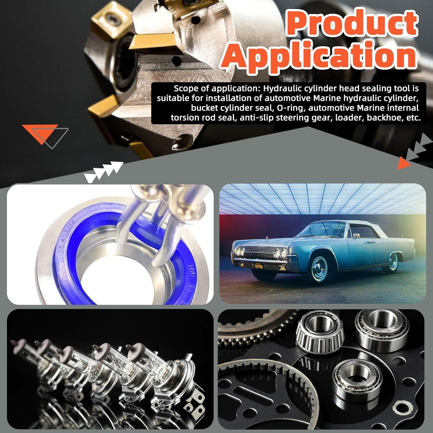 Tanstic 5Pcs Hydraulic Seal Installation Tools Kit, Hydraulic Cylinder Piston Rod Seal Installation Tool, Hydraulic Cylinder Piston Repair Seal Kit, Upgraded Seal Twistor Install Tool with Hook Set