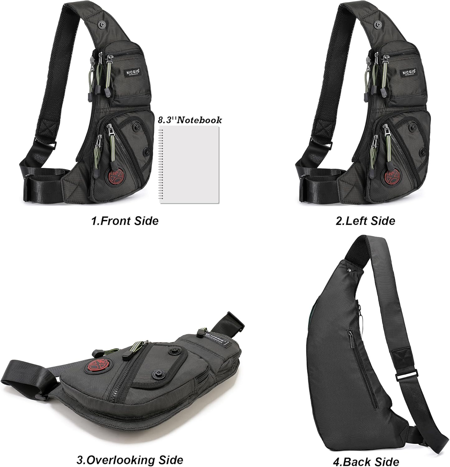 Nicgid Sling Bag Chest Shoulder Backpack Fanny Pack Crossbody Bags for Men