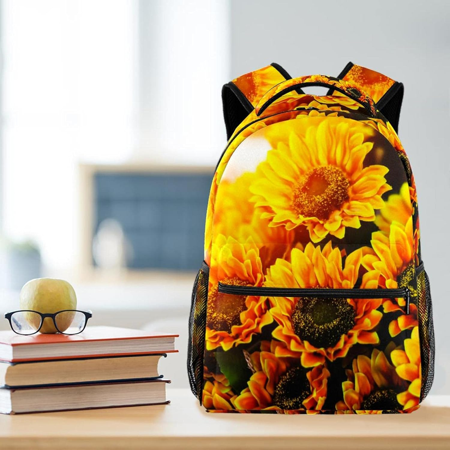 Sunflower Flower Backpack Students Shoulder Bags Travel Bag College School Tote Backpacks image number 1