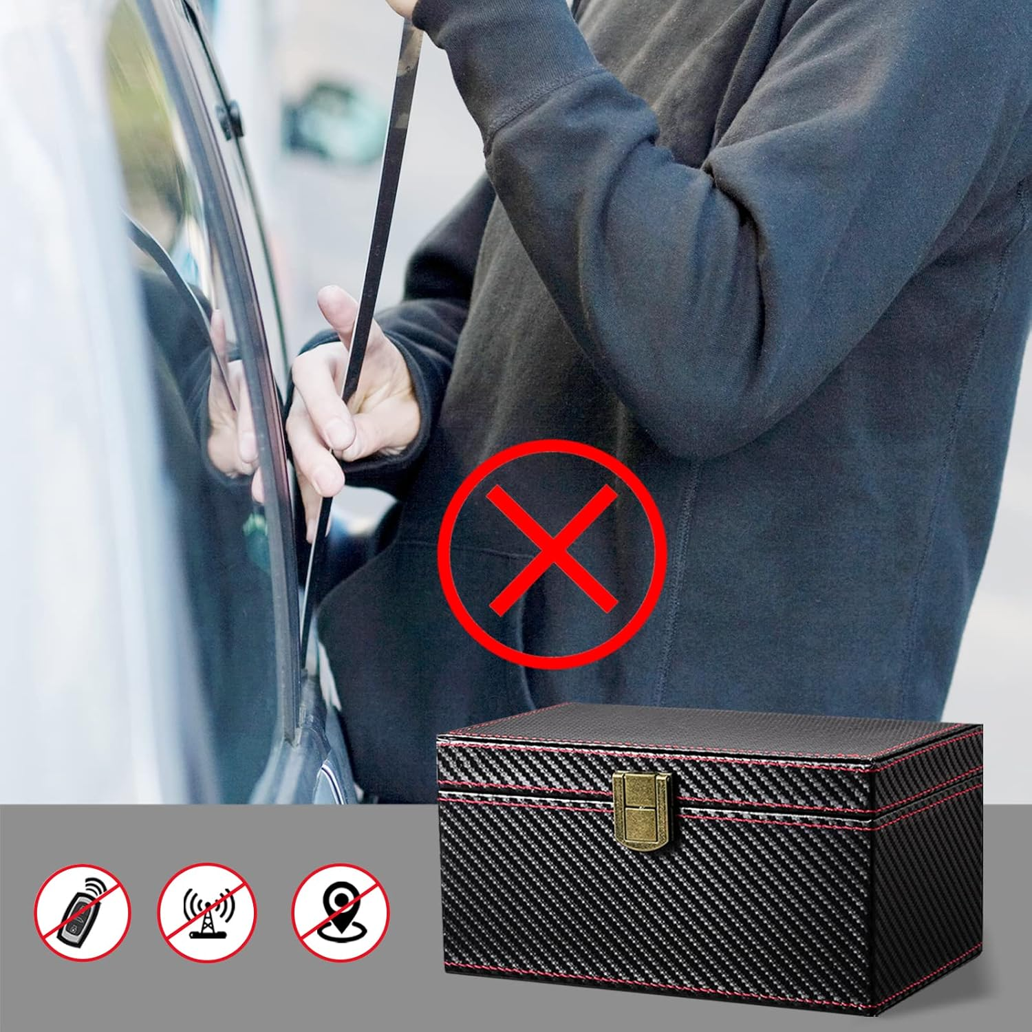 Faraday Box for Car Keys and 2 Pack Faraday Bag for Car Keys Signal Blocking Pouch with Airtag Cover Key Fob for Car Key Keyless Entry Theft Prevention (1 Big Box+2 Airtag Key Bag) image number 4