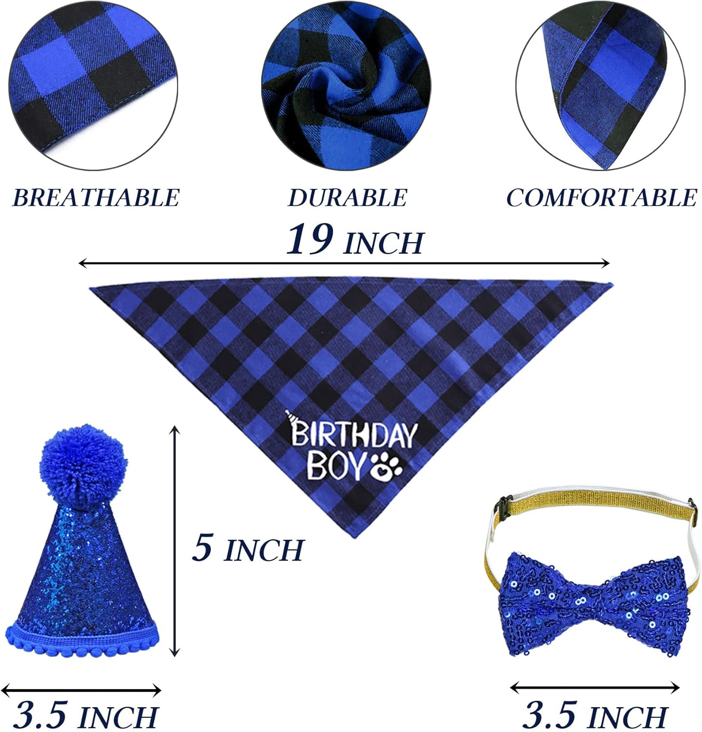 STMK Cat Birthday Decorations, Cat Birthday Hat with Number Bandana Bow Tie Collar for Cats Kittens Apparel Birthday Outfits image number 6