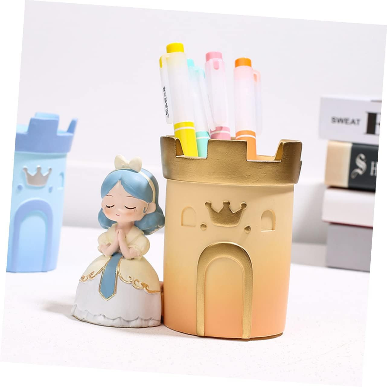 BCOATH Cartoon Figure Resin Pen Holder Unique Desk Organizer for Pens Pencils and Office Supplies Adorable Home Decor for Boys and Girls and Adults Multipurpose Storage Bucket image number 3