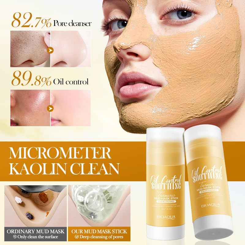 Oil Control Soothing Turmeric Mud Mask Stick, 40G, Renews Radiance image number 1