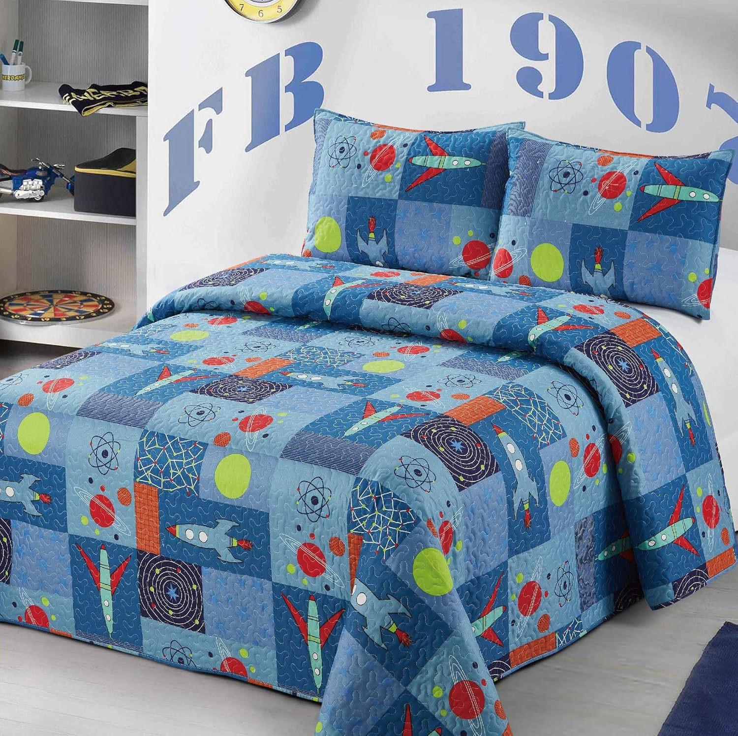 2Pc Twin Size Quilt Bedspread Kids/Teens Hearts Pink Purple/Lavander White Girls Multicolor Bedding New image number 1