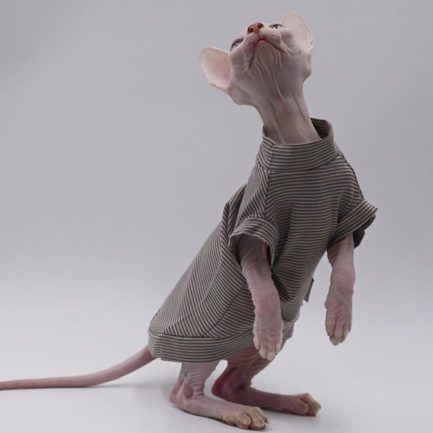 Cotton Sphynx Cat Clothes Spring and Summer Thin High Elasticity Devon Rex, Konish Clothes Hairless Cat Clothes Cat Apparel for Small Cats and Dogs (Brown, Xx-Large) image number 2