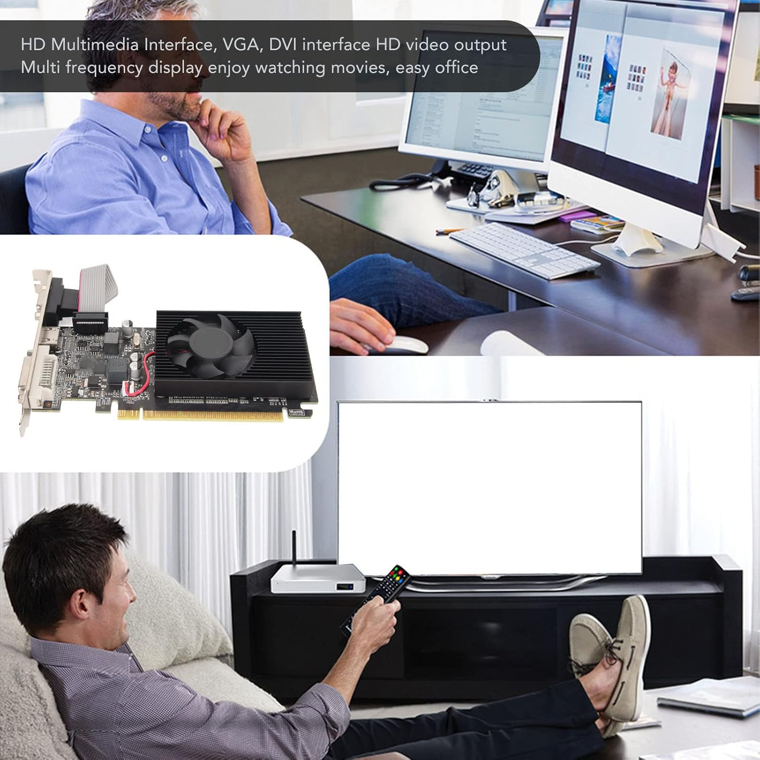 Computer Graphics Cards, GT210 1G DDR3 64 Bit Desktop PC Graphics Card with Cooling Fan, Support VGA DVI HDMI PCI Express 2.0 X 16 Directx10.1 Gt218/40Nm Graphics Card for Gaming image number 5