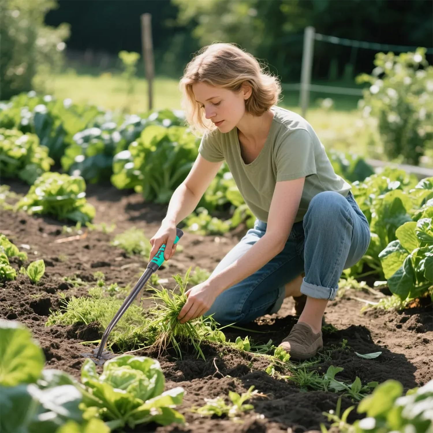 Rdlobu 2 X Gardening Hand Weed Cutters, Garden Weed Tool, Weed Remover Device with Silicone Handle, Weeder Hand for Grass Digging, Transplanting, Weeding (6 Teeth) image number 3