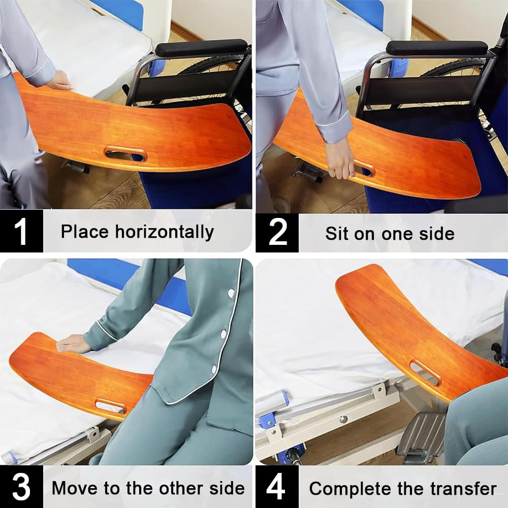 Slide Transfer Board, Curved Patient Seat Transfer Slide Board, Wooden Slide Assist Device for Transferring Patient or Handicap from Wheelchair to Bed, Couch, Toilet, Car image number 1