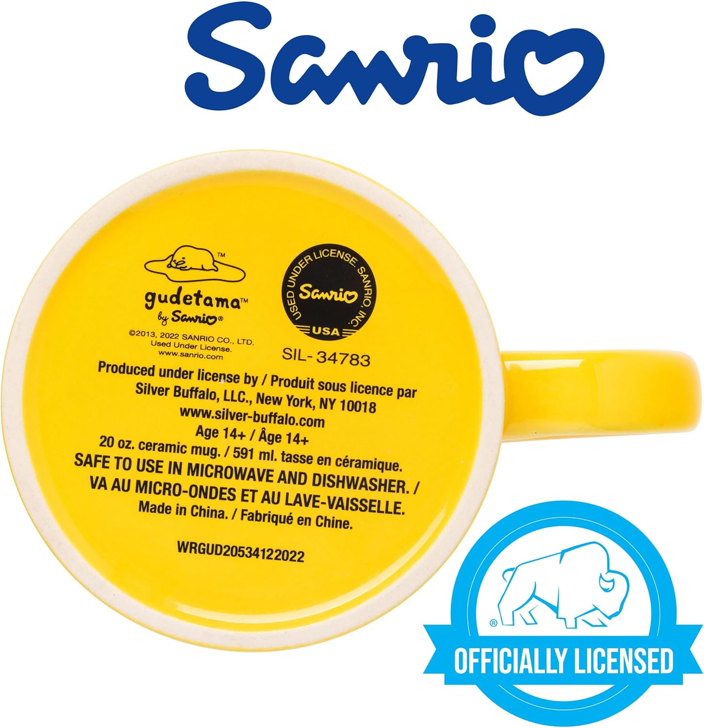 Silver Buffalo GUD20534 Sanrio Gudetama Face Ceramic Mug, 20-Ounce, Yellow image number 2