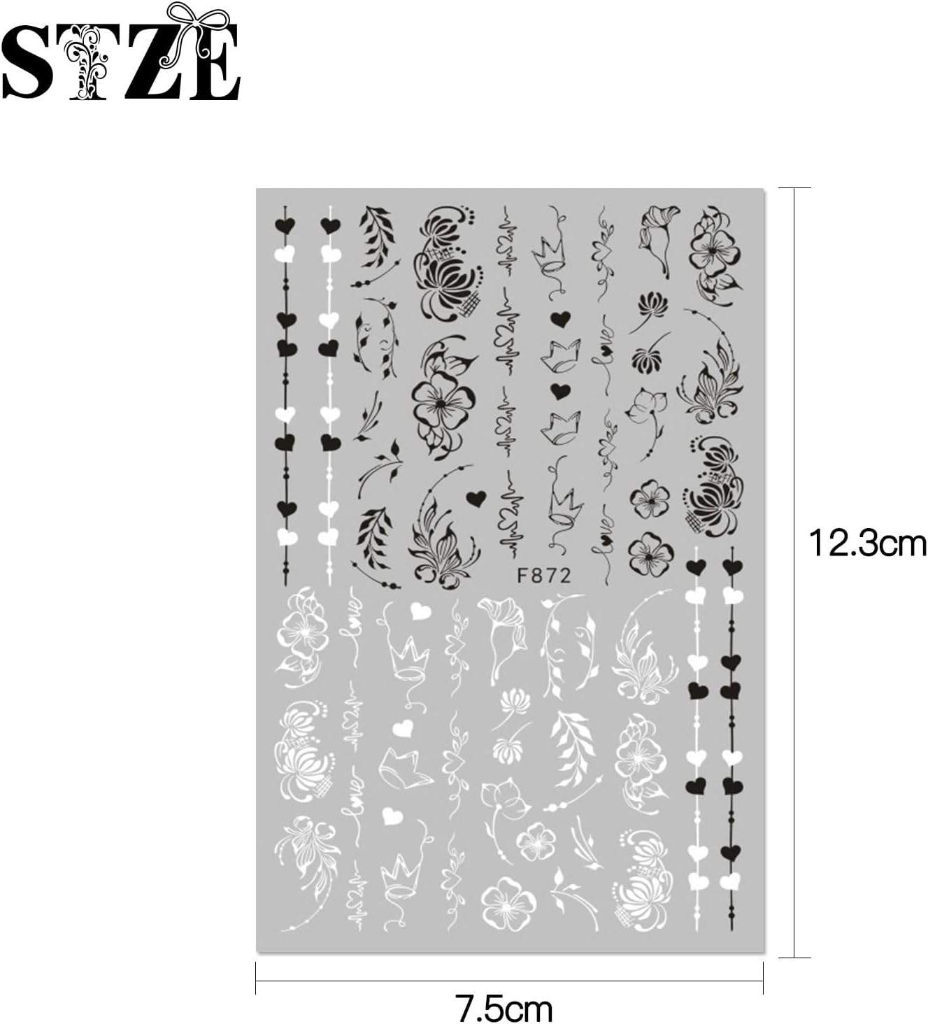 10 Sheets Flower Nail Art Stickers Decals Self-Adhesive Pegatinas U&ntilde;as Spring Floral Black White Blossom Nail Supplies Nail Art Design Decoration Accessories image number 2