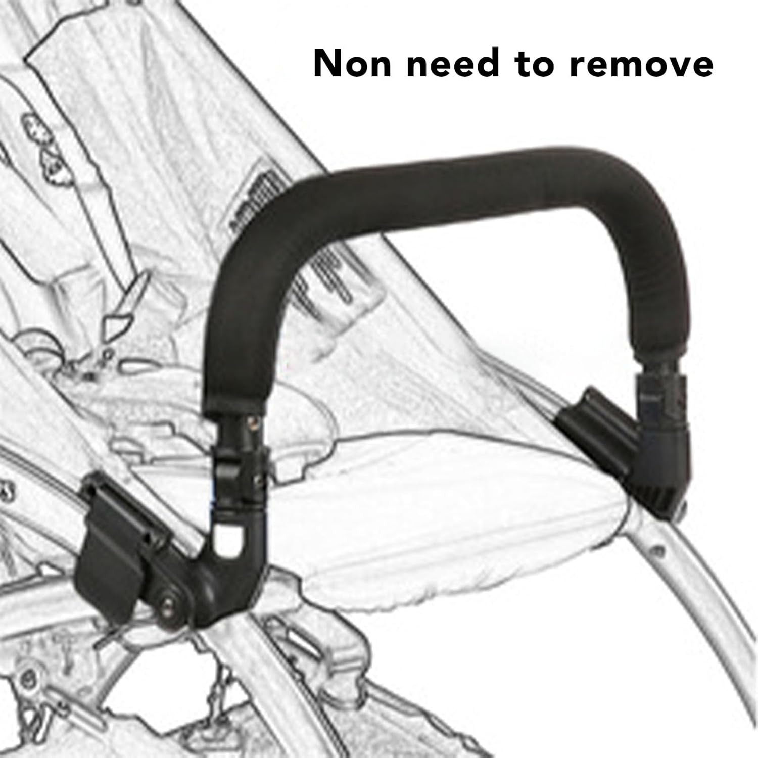 Yosoo Baby Stroller Bumper Bar, Armrest, Handle, Safety Protection PU Leather, Comfortable 15.75In Black, Easy to Attach Open for Parent Child Traveling image number 6