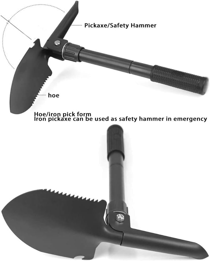 Folding Survival Shovel - Mini Heavy Duty Carbon Steel Military Style Entrenching Tool for off Road, Nylon Carry Case, Camping, Gardening, Beach, Digging Dirt, Sand, Mud & Snow image number 2