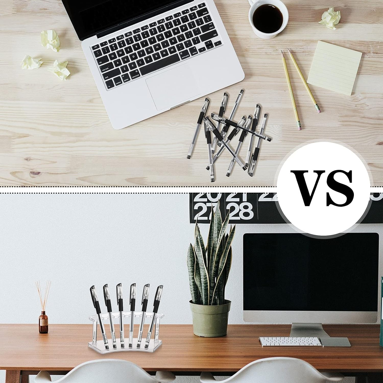 Teling 4 Pieces Pen Display Stand Acrylic Pen Holder Clear Pen Stand Rack Organizer Nail Brush Holder Stand for Make up Brush image number 2