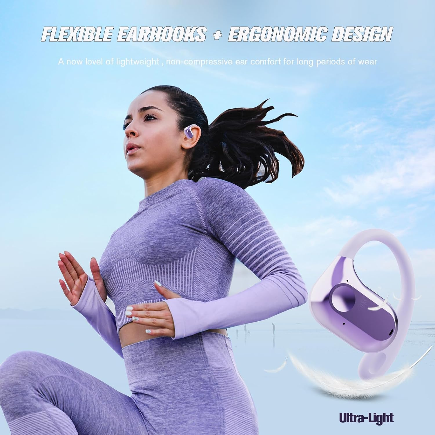 Out of Ear Earless Headphones Bluetooth Open Outer Ear Wireless Headphones outside the Ear Open Ear Earbuds Buds Wireless Ear Hanging Bluetooth Headset Bone Air Conduction Earbuds Skin Tone image number 2