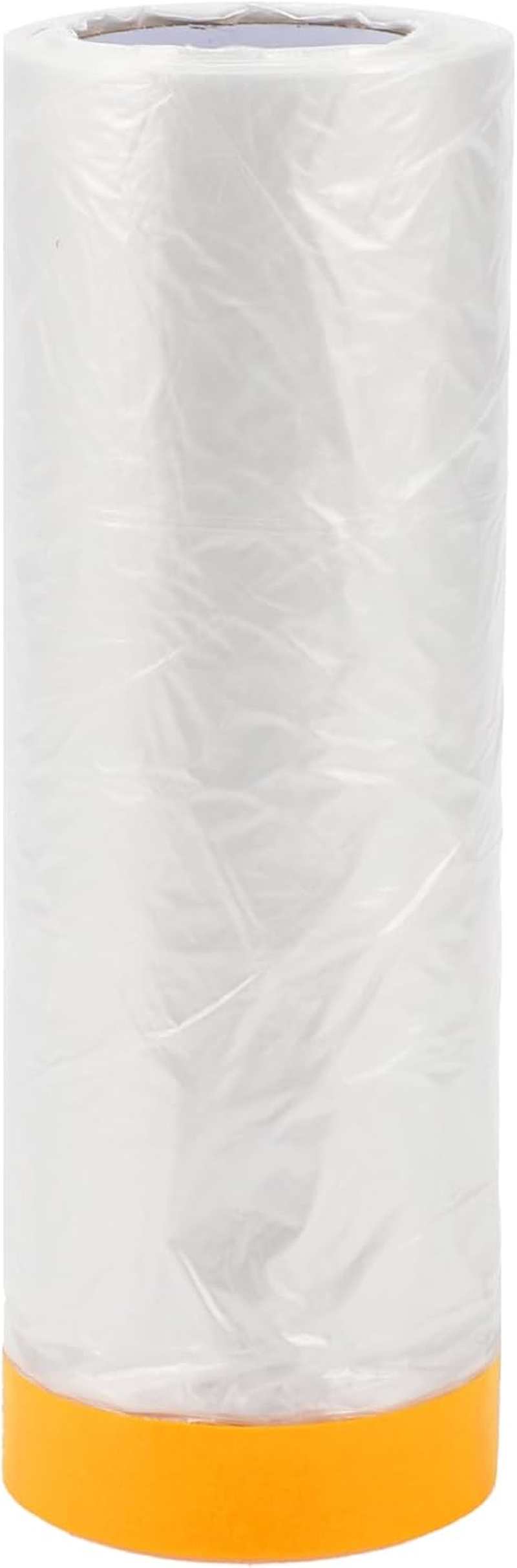 X AUTOHAUX 1 Pcs for Wall Covering Frames Cars Auto Body Paint Supplies Pre-Taped Masking Film Plastic Cover 1000X180Cm / 32.81Ftx70.87" White Orange PE Film image number 4