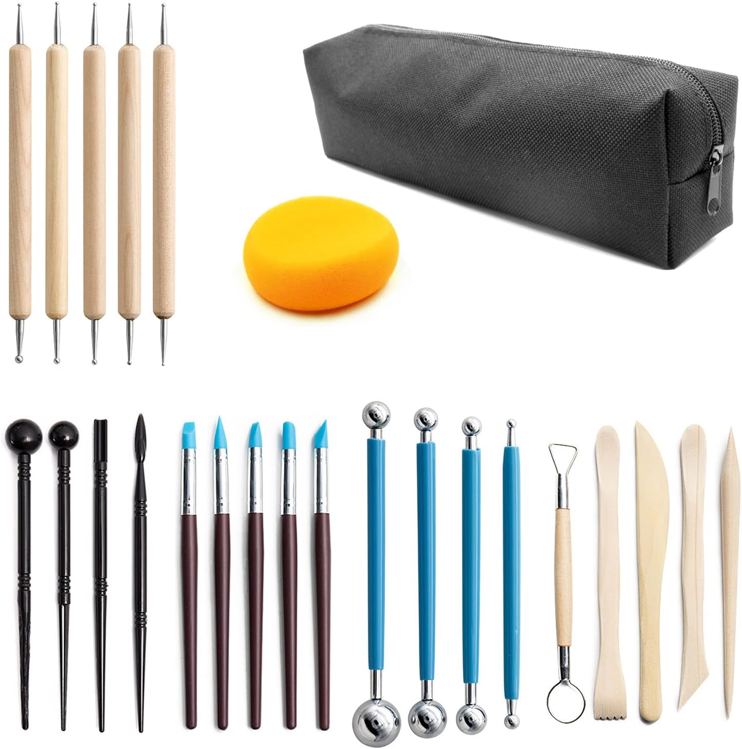 Clay Tools Kit, 25 PCS Polymer Clay Tools, Ceramics Sculpting Tools Kits, Air Dry Tool Set for Adults, Pottery Craft, Baking, Carving, Drawing, Dotting, Molding, Modeling, Shaping image number 2