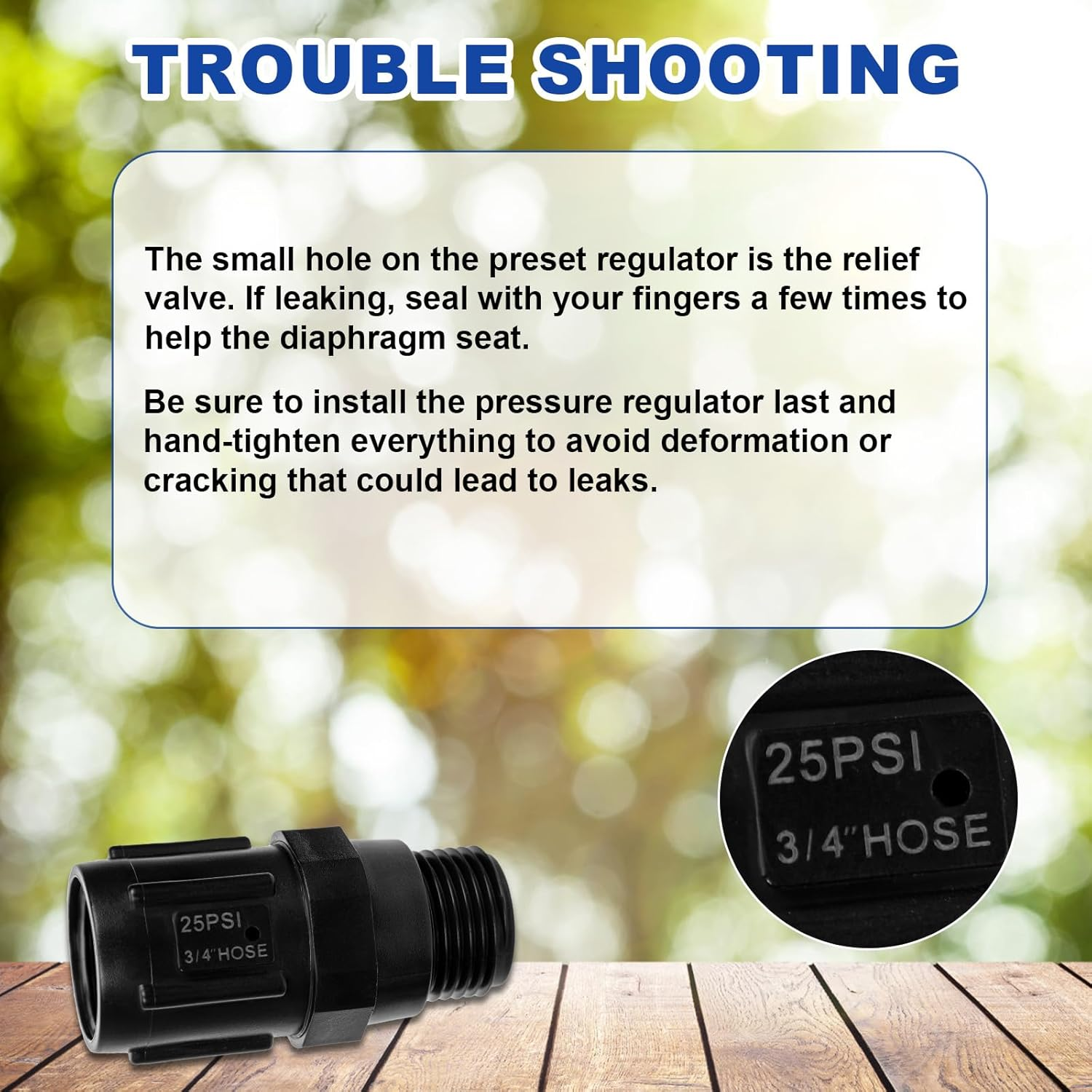 2 Sets Drip Pressure Regulator Faucet Adapter Kit, 3/4" FHT X 3/4'' MHT Water Pressure Regulator 1/2" Drip Line Adapter for Drip Irrigation Systems (25 Psi)