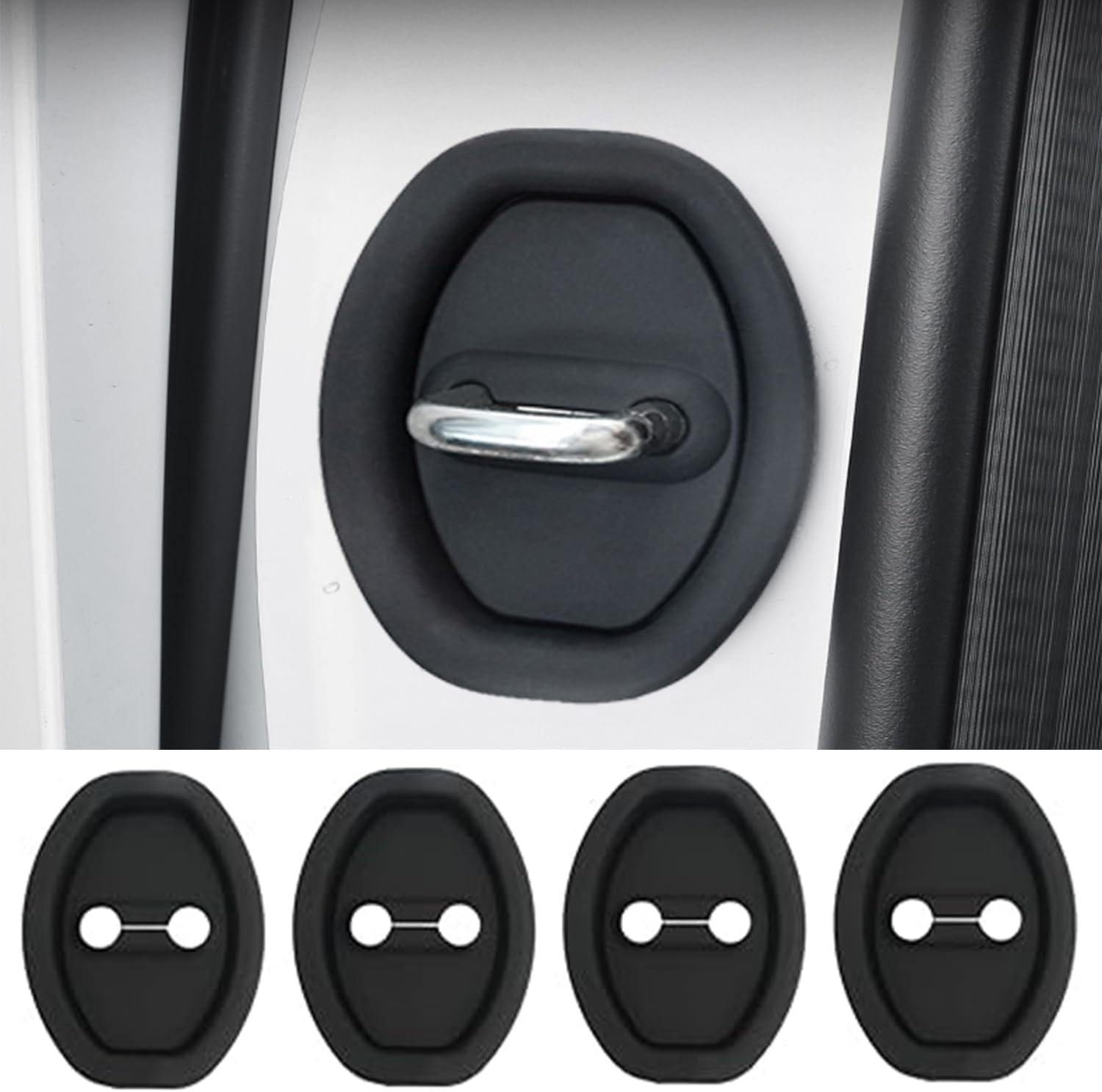 Roczential 4PCS Silicone Door Latch Guard Universal Car Door Lock Cover Protector for Dustproof Noise Reduction Scratch Prevention Durable Soft Silicone Car Interior Accessories