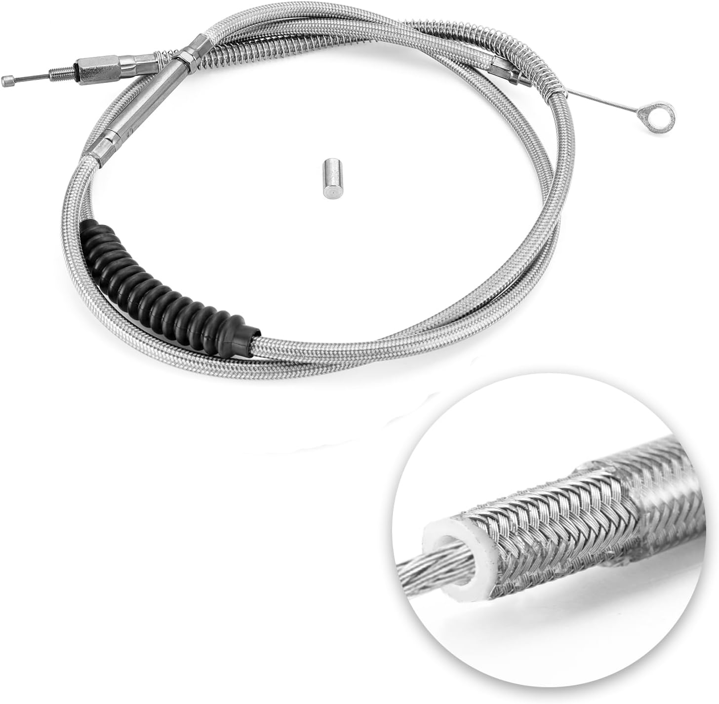 Mofun 68 11/16" Stainless Steel Braided Extended Length Clutch Cable Compatible with Harley Softail Electra Glide Road Glide Road King Street Glide, Fit Dyna 1991-2005, Chrome