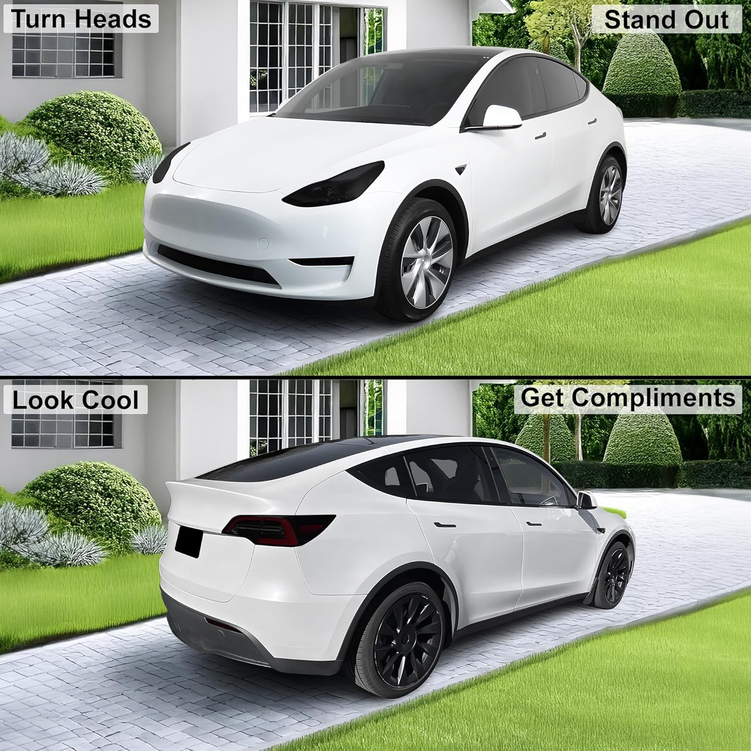 BOGAR TECH DESIGNS Precut for Tesla Model Y 2020-2024 Headlight Taillight Tail Head Light Tint Kit, Dark Smoke