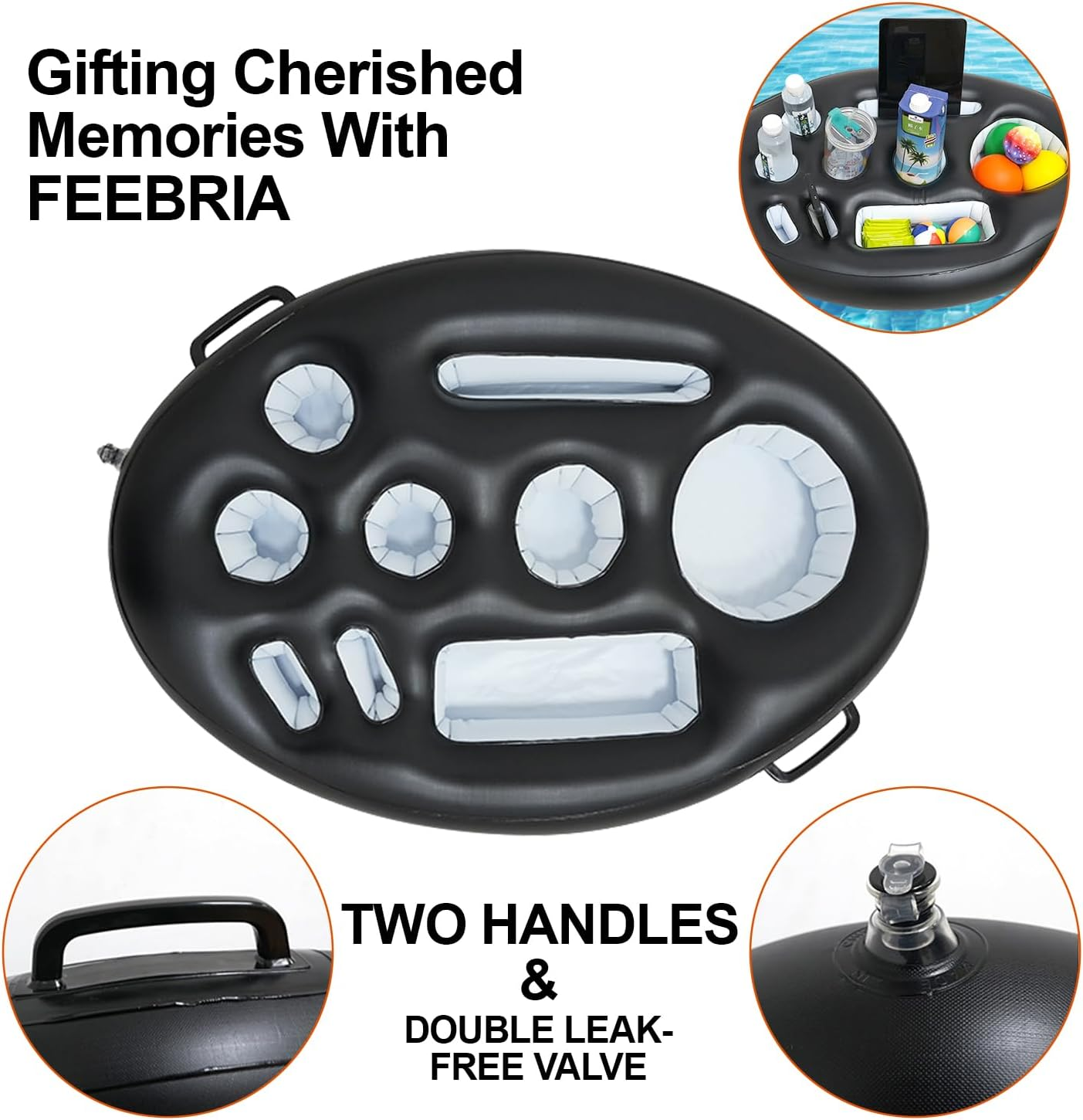 COZY CORE Inflatable Floating Drink Holder (Single) - 9 Holes, Large Capacity & Transparent Material, Drink Float for Pool Party Beach image number 6