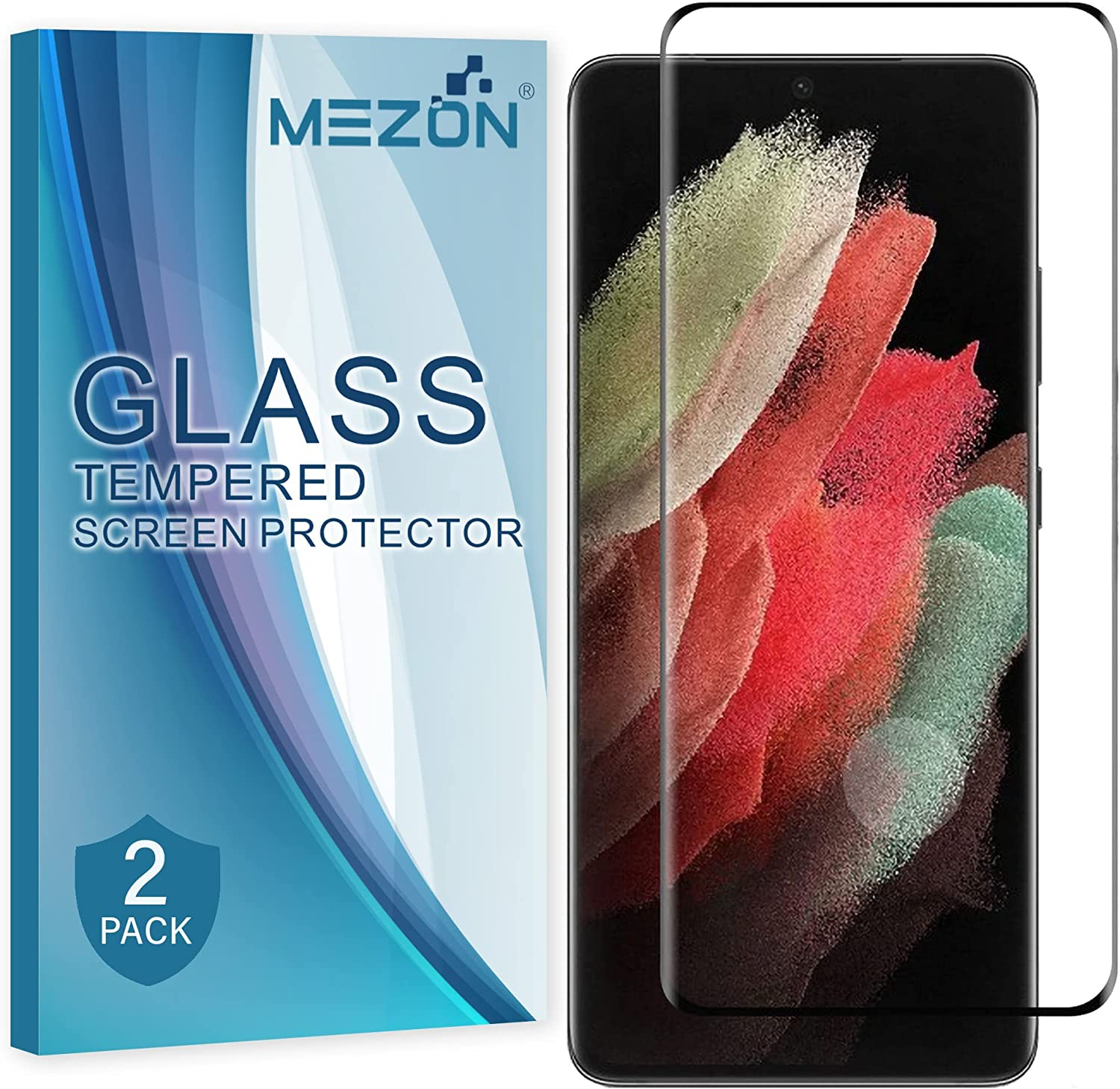 MEZON [2 Pack] Full Coverage Tempered Glass for Galaxy S21 Ultra 5G - Crystal Clear Premium 3D Edge 9H HD Screen Protector (S21 Ultra 5G, 9H Full) image number 6