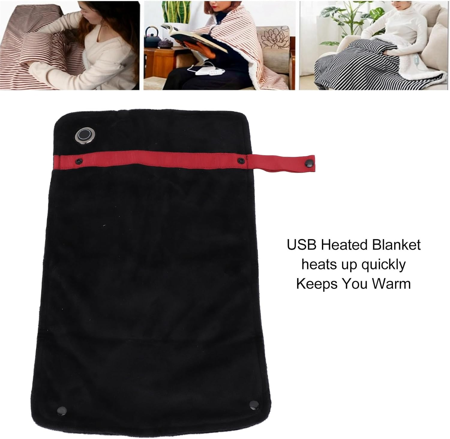 USB Heated Blanket, Cordless Heated Throw Blanket with Temperature Control, Mutipurpose Electric Heated Throw Soft Polyester Fiber Knee Heating Blanket for Home Office Camping image number 2