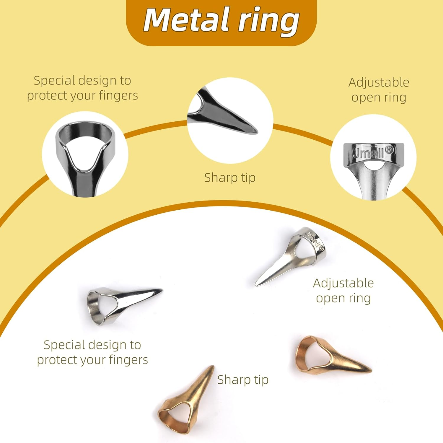 11PCS Hair Braiding Tools Pack, with 8PCS Metal Hair Parting Rings/Braid Aid Finger Parting Tool, and 1PCS Rat Tail Comb/Braiding Combs and 2 Parting Tool Rings, Stitch Braid Tool Finger Hair Tools image number 2